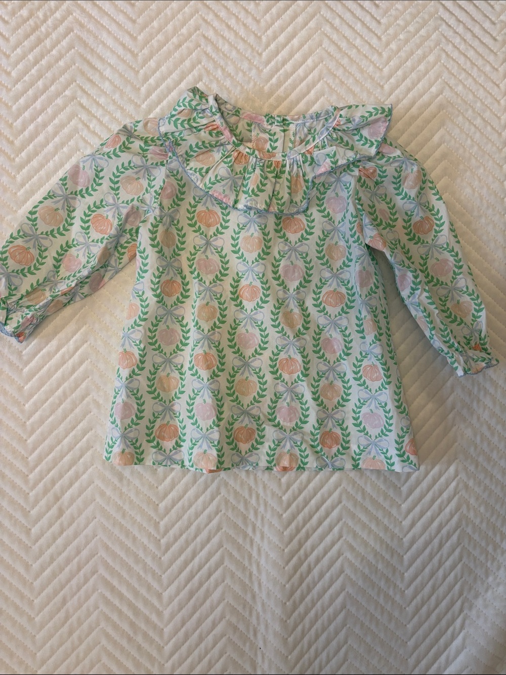 Southern Smocked Pumpkin Ruffle Collar Blouse size 12-18 months